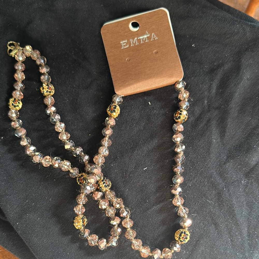 Gold and Brown Beaded Necklace